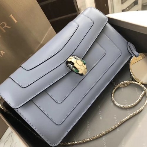 Bvlgari Original Kalbsleder serpenti forever Umhängetasche 97521 Hellblau
