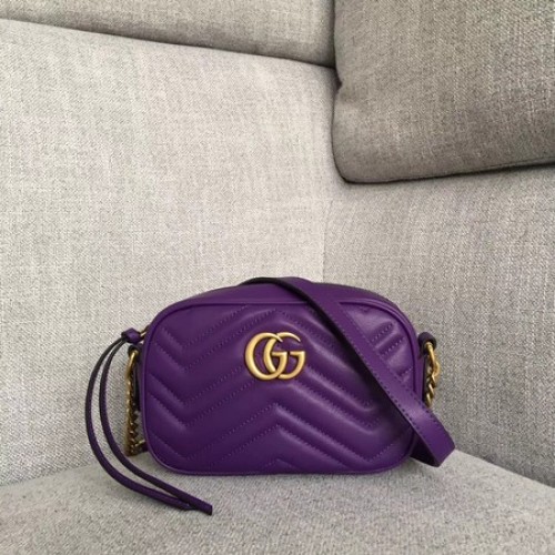 Gucci GG Marmont Matelasse Mini-Tasche 448065 lila