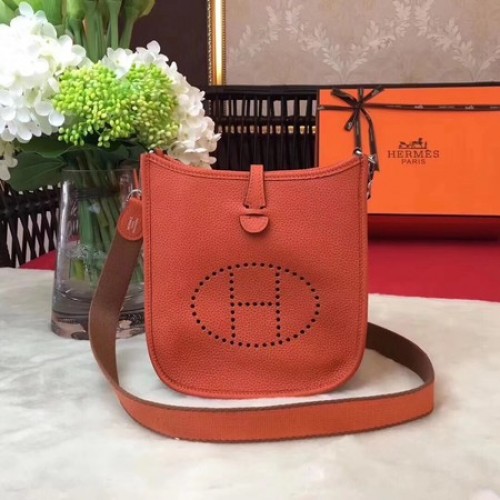 Hermes Evelyne Mini 17cm Umhängetasche Original Kalbsleder H1187 Orange