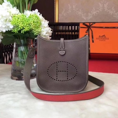 Hermes Evelyne Mini 17cm Umhängetasche Original Kalbsleder H1187 Grau