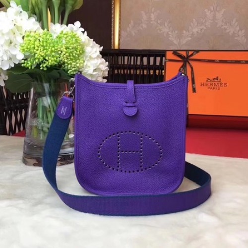 Hermes Evelyne mini 17cm Umhängetasche Original Kalbsleder H1187 lila