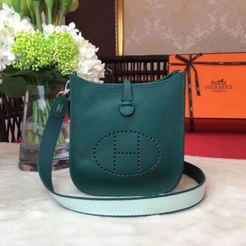 Hermes Evelyne Mini 17cm Umhängetasche Original Kalbsleder H1187 Grün