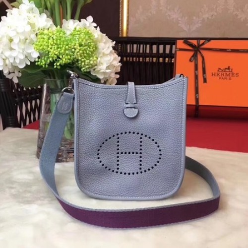 Hermes Evelyne Mini 17cm Umhängetasche Original Kalbsleder H1187 Himmelblau