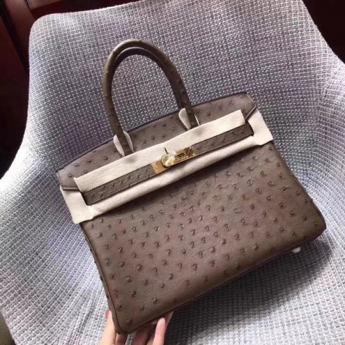 Hermes Echt Straußenleder Birkin Tasche BK35 braun