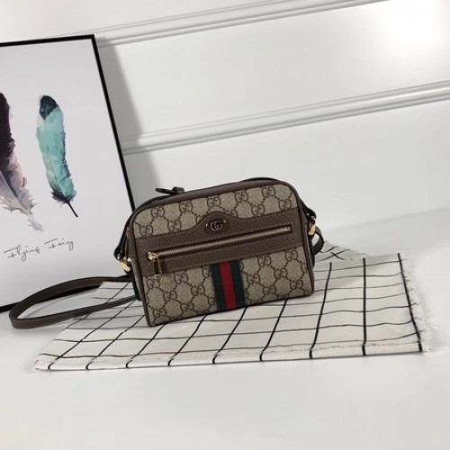 Gucci GG Canvas Ophidia Supreme kleine Umhängetasche PVC 517350 braun