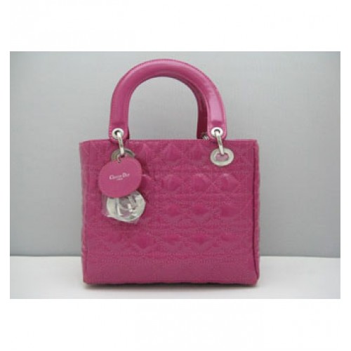 Dior Lady Dior Medium Patent Henkeltasche Pfirsich