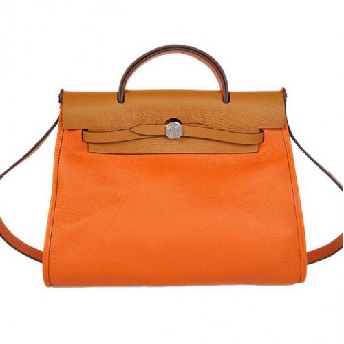 2012 Neue Hermes HerBag 31CM Togo Ledertasche H9051 Orange Camel