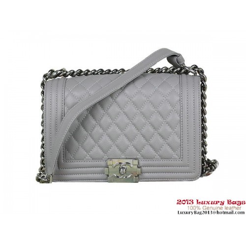 2013 Boy Chanel Flap Umhängetasche Classic Cannage Patterns A67025 Grau