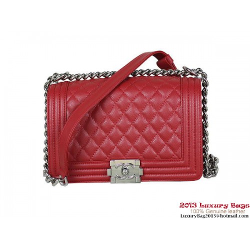 2013 Boy Chanel Flap Umhängetasche Classic Cannage Patterns A67025 Rot