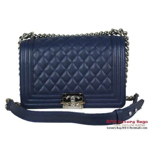 2013 Boy Chanel Flap Umhängetasche Classic Cannage Patterns A67025 Königsblau
