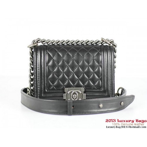 2013 Junge Chanel Umhängetasche Lammfell Leder A67024 Schwarz