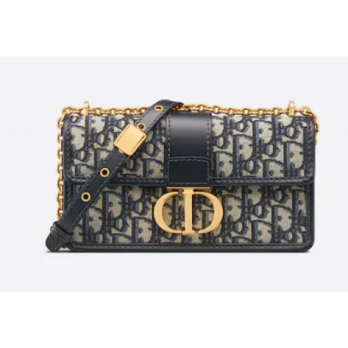 30 MONTAIGNE EAST-WEST TASCHE MIT KETTE Blauer Dior Oblique Jacquard M9334