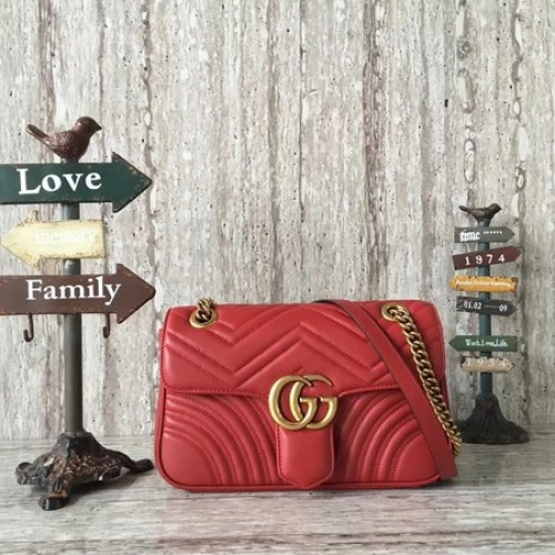 Gucci GG Marmont Matelasse Umhängetasche 443497 Rot