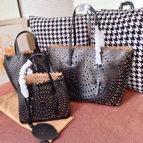 Alaia Openwork Original Leder Tragetasche A3658 Schwarz