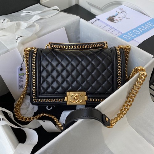 HANDTASCHE JUNGE CHANEL Goldfarbenes Metall A67086 SCHWARZ