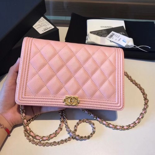BOY CHANEL Original Geldbörse an Kette A80287 Rosa