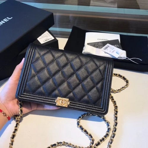 BOY CHANEL Original Geldbörse an Kette A80287 schwarz