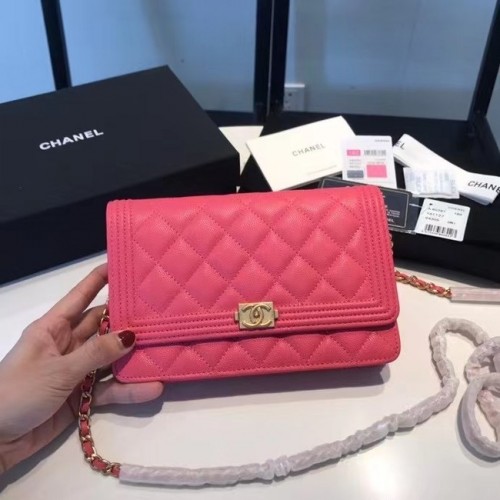 BOY CHANEL Original Geldbörse an Kette A80287 rosa