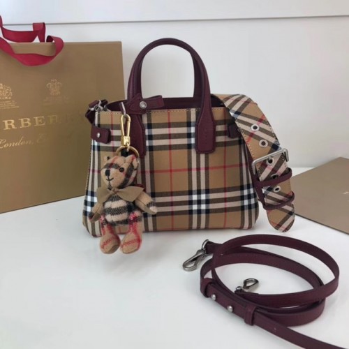 BURBERRY Baby Banner karierte Umhängetasche 10443 Burgund
