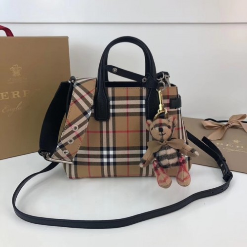 BURBERRY Baby Banner karierte Umhängetasche 10443 schwarz