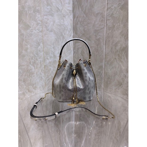 BVLGARI Original Snake Skin Bucket Bag B287614 Silber