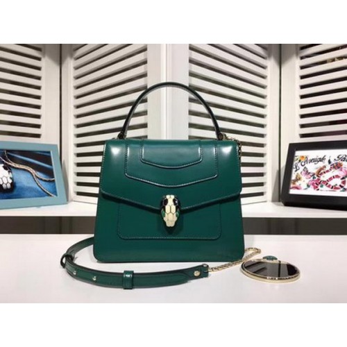 BVLGARI Serpenti Forever Tasche Lackleder BG2280 Grün
