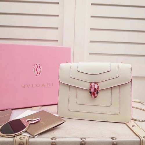 BVLGARI Serpenti Forever Flap Cover Ledertasche 28697 weiß