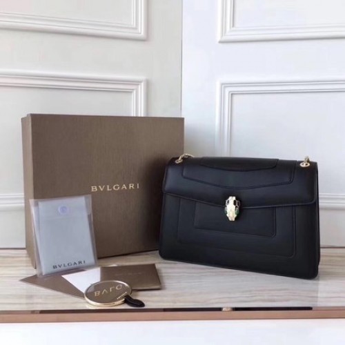 BVLGARI Serpenti Forever Original Schultertasche aus Kalbsleder 3780 Schwarz