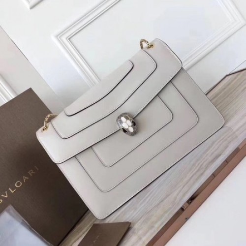 BVLGARI Serpenti Forever Original Schultertasche aus Kalbsleder 3780 Offwhite