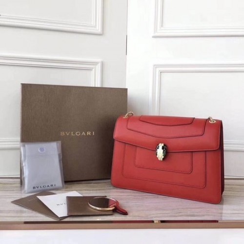 BVLGARI Serpenti Forever Original Schultertasche aus Kalbsleder 3780 Rot