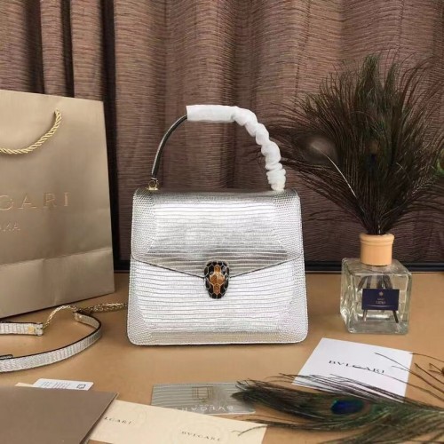 BVLGARI Serpenti Forever Klappentasche aus Leder 286999 silber