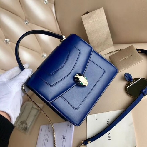 BVLGARI Serpenti Forever Leder-Überschlagtasche 3785 blau