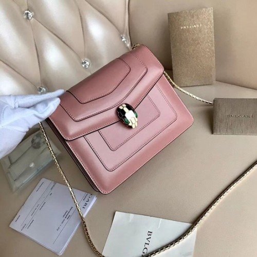 BVLGARI Serpenti Forever Leder-Überschlagtasche Serpenti neon 4567 pink