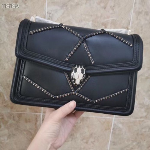 BVLGARI Serpenti Forever Schultertasche aus Leder 288656 schwarz