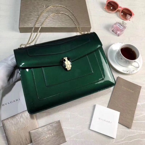 BVLGARI Serpenti Forever Schultertasche aus Leder 35108 Grün