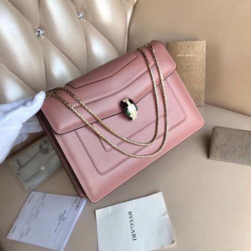 BVLGARI Serpenti Forever Schultertasche aus Leder 3788 rosa