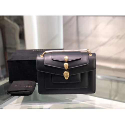 BVLGARI Serpenti Forever Schultertasche aus Leder B288620 schwarz