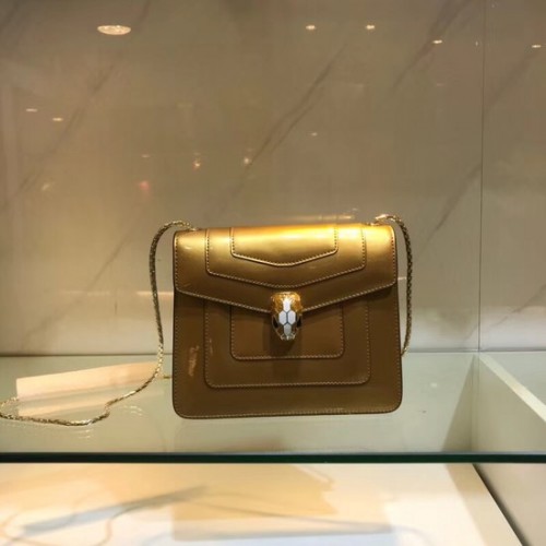 BVLGARI Serpenti Forever Schultertasche aus Metallic-Leder 08962 Gold