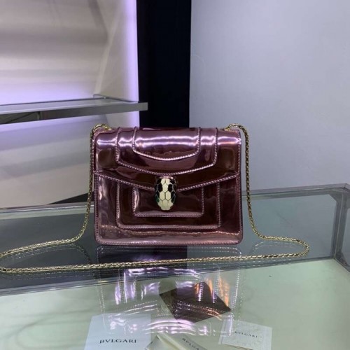 BVLGARI Serpenti Forever Schultertasche aus Metallic-Leder 34559 lila