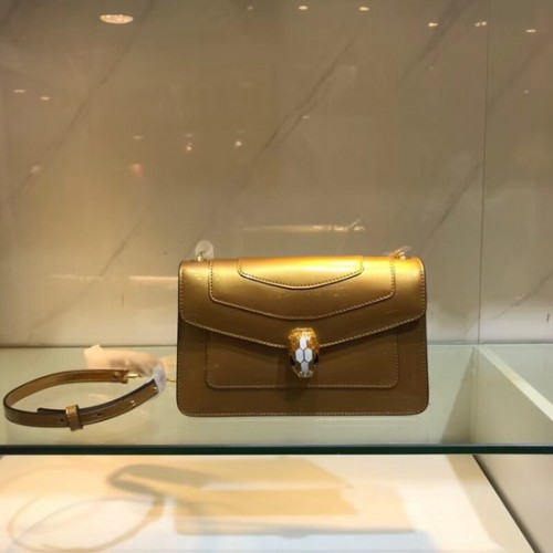 BVLGARI Serpenti Forever Schultertasche aus Metallic-Leder 91414 Gold