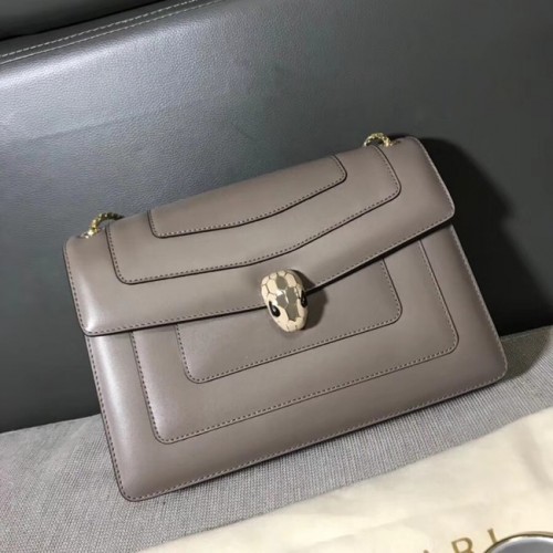 BVLGARI Serpenti Leder Umhängetasche 14632 grau