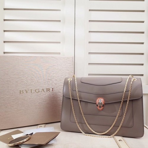 BVLGARI Serpenti Leder Umhängetasche 35106 grau