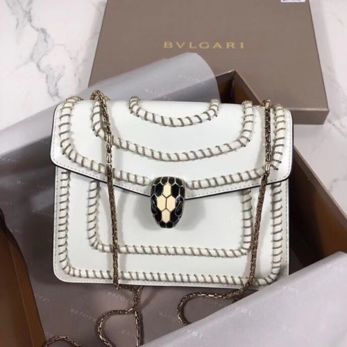 BVLGARI Mini Schultertasche Kalbsleder BG22889 weiß