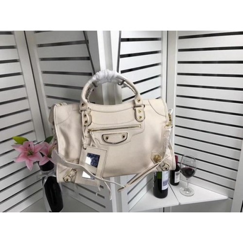 Balenciaga Giant City Gold Studs Handtasche B084334 OffWhite