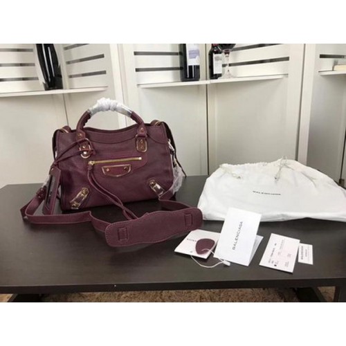 Balenciaga Giant City Gold Studs Handtasche B084335 Wein