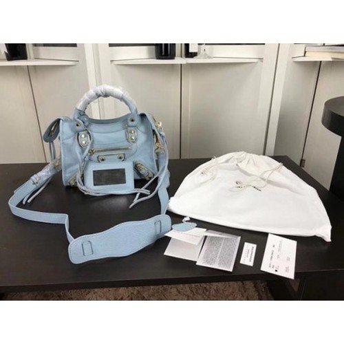 Balenciaga Giant City Gold Studs Handtasche B084336 Hellblau