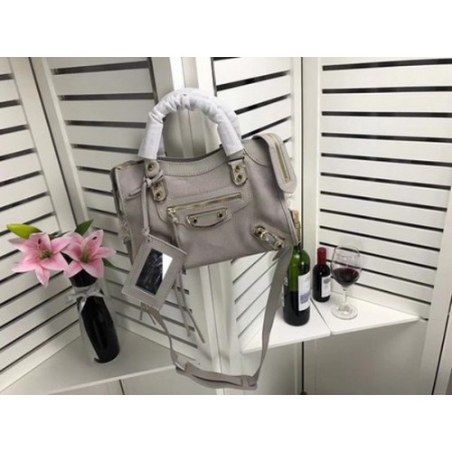 Balenciaga Giant City Gold Studs Handtasche B084336 Hellgrau