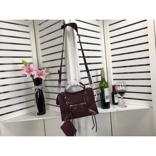 Balenciaga Giant City Gold Studs Handtasche B084336 Wein