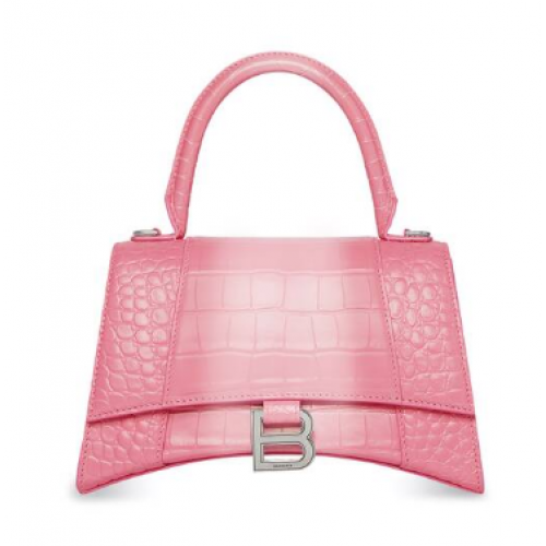 Balenciaga HOURGLASS KLEINE HANDTASCHE GEPRÄGTES KALBSLEDER 59354 rosa