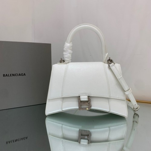 Balenciaga HOURGLASS KLEINE TASCHE MIT OBEREM GRIFF 592834 WEISS&Silber
